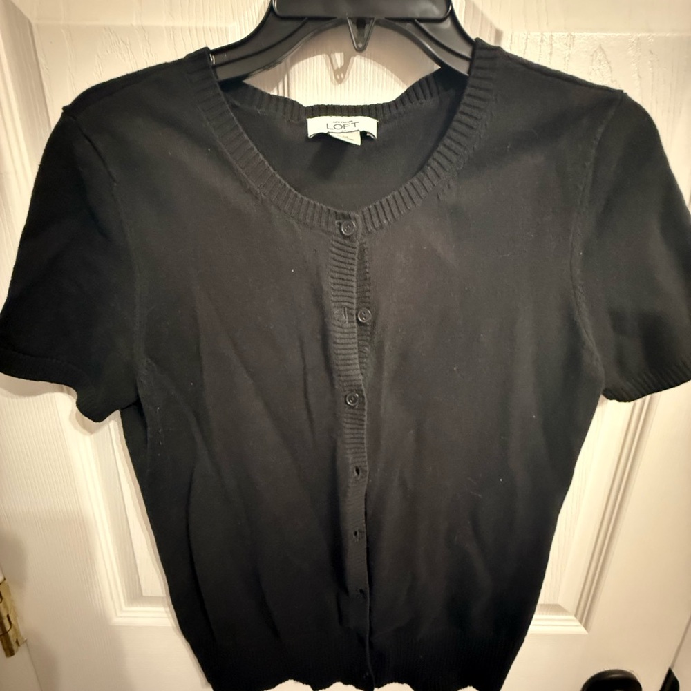 LOFT Black Button-Up Cardigan